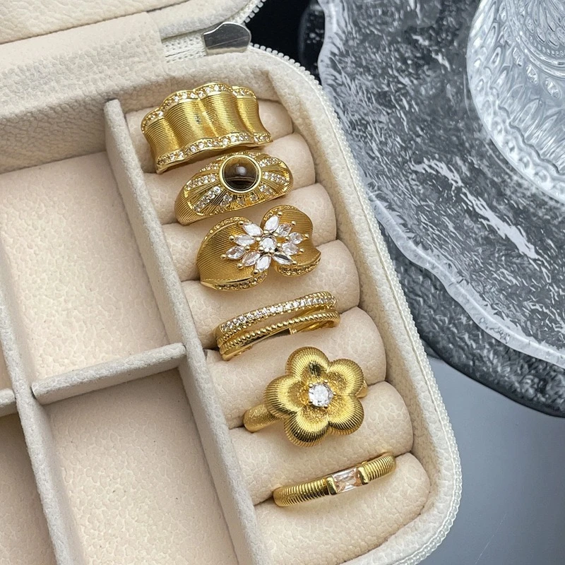 铜合金锆石戒指 【101-200号】直播间专用中古风时尚清新戒指女指环