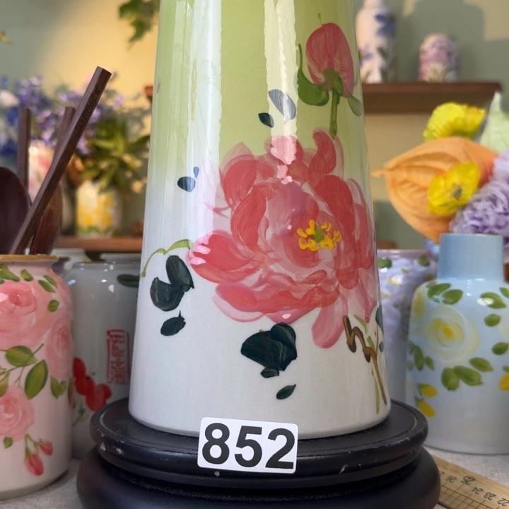 摆件景德镇手绘陶瓷花瓶摆件无孔