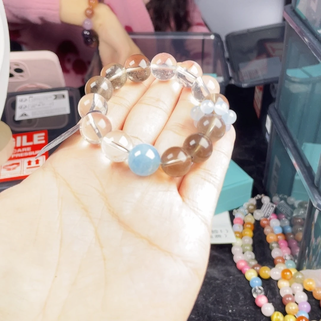 水晶银S925镀金镶嵌手串