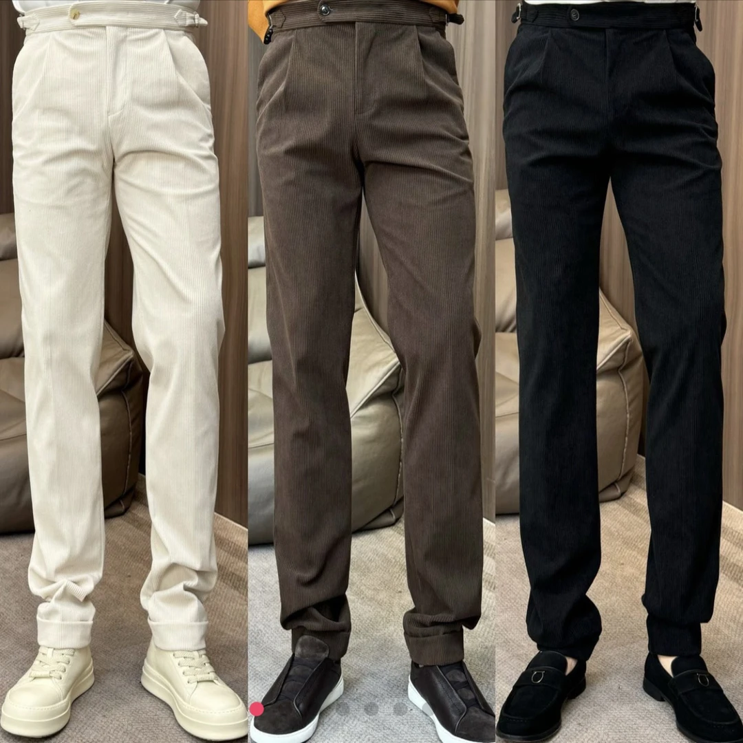 17011孙先生｜意式那不勒斯休闲裤|灯芯绒挽边男士休闲裤