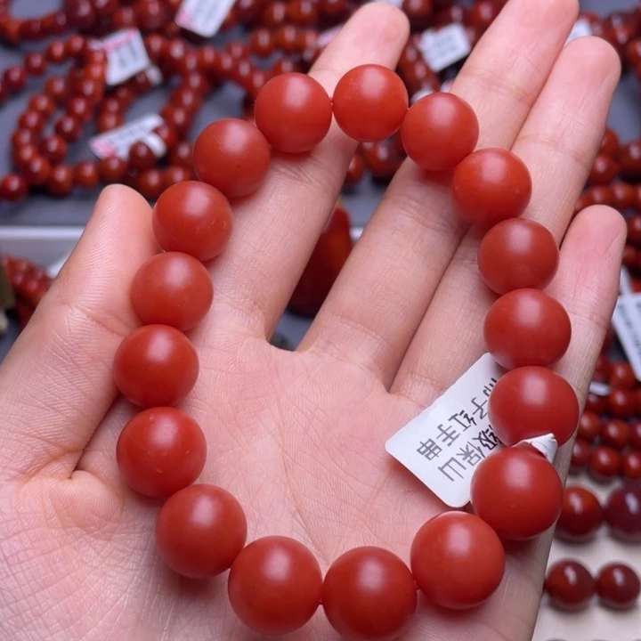 南红玛瑙未镶嵌其他12mm收藏级保山柿子红满肉