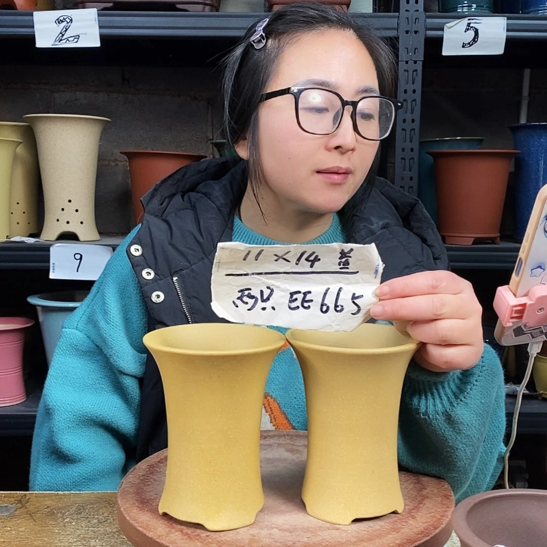 紫砂一只花盆货号EE665