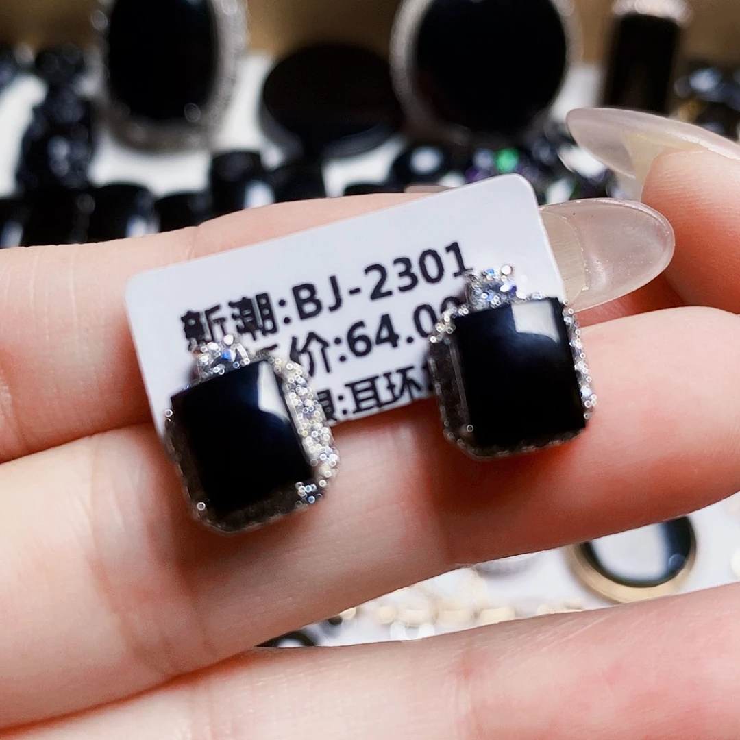 翡翠银S925镶嵌耳饰