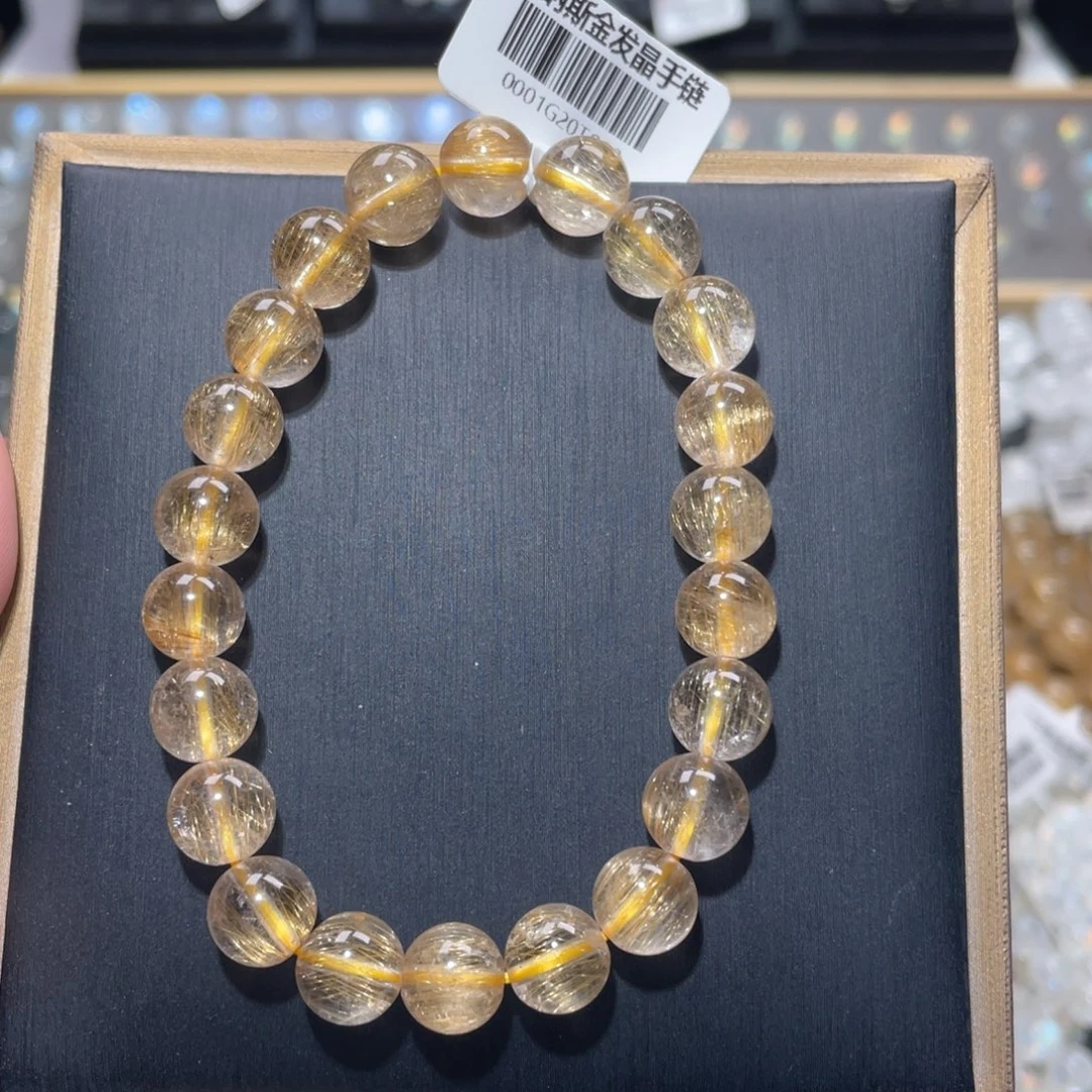 未镶嵌发晶手链维纳斯金发手链9mm