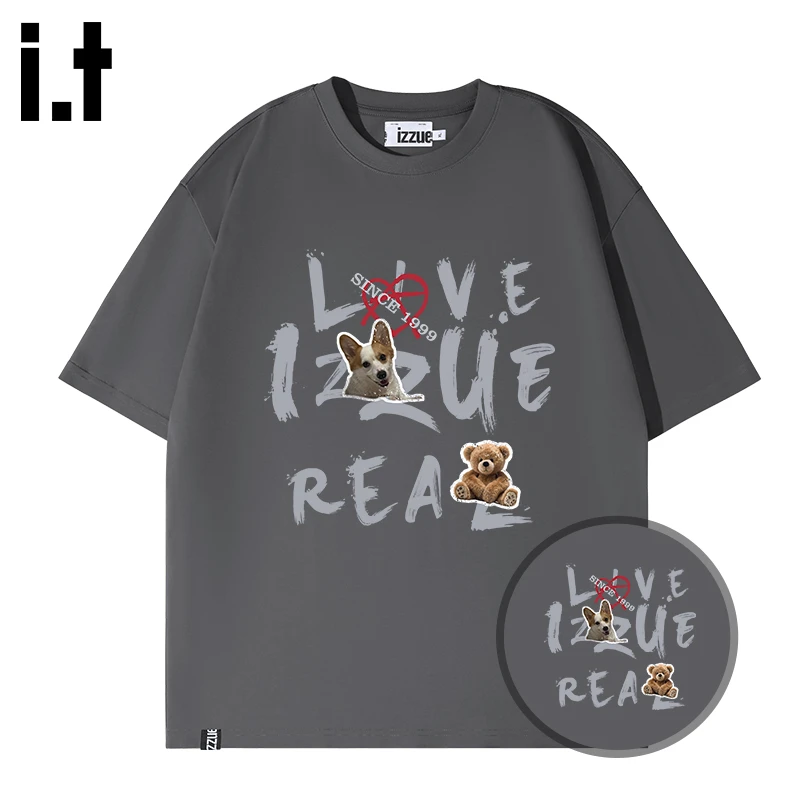 i.t izzue涂鸦风复古印花t恤男女纯棉2025夏季新款百搭休闲半袖Y