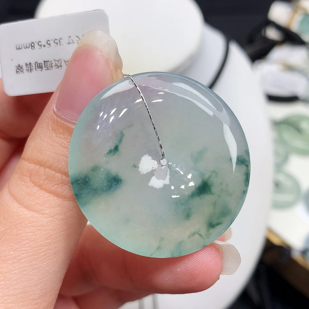 翡翠未镶嵌胸饰翡翠64，35.5/5.8