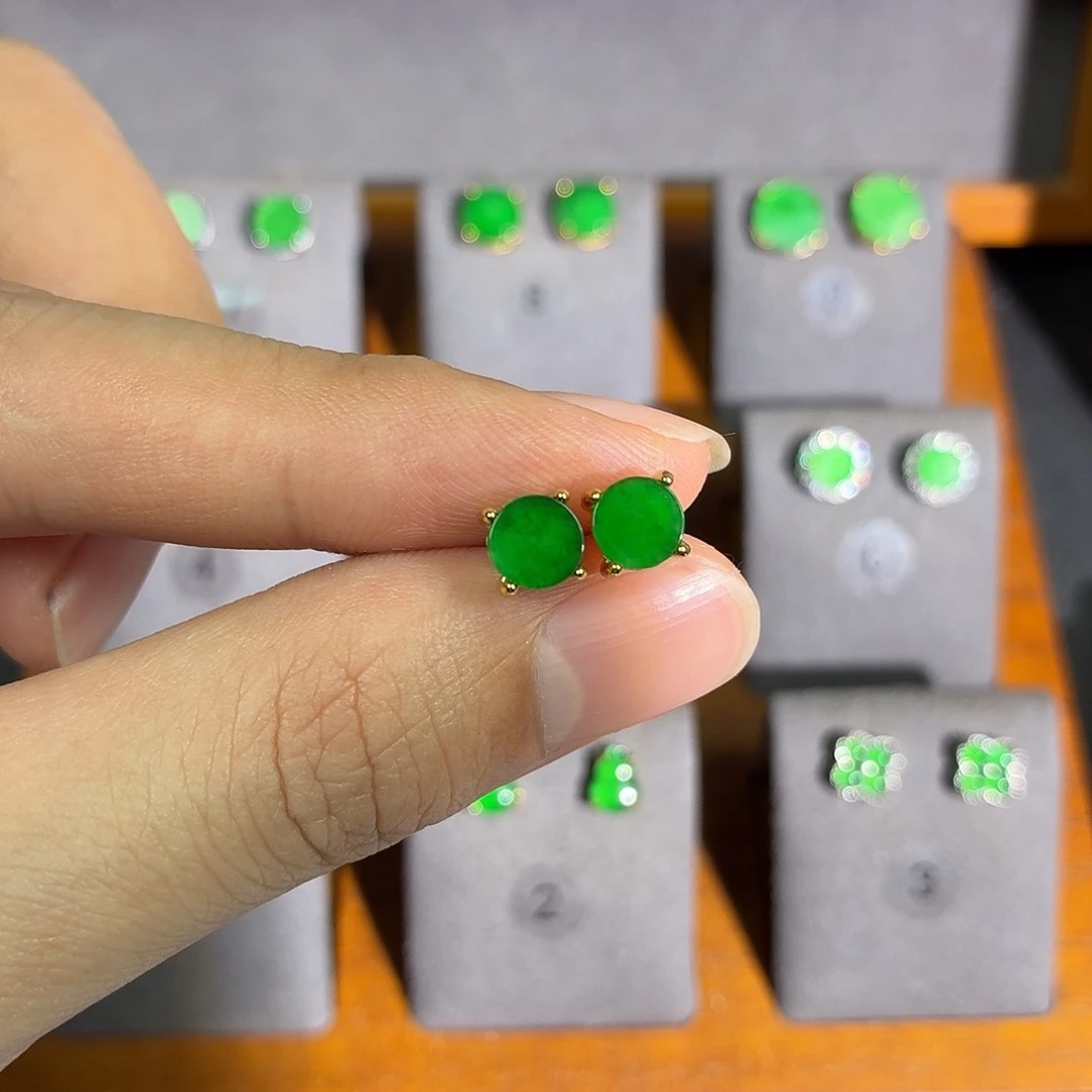 翡翠银S925镶嵌耳饰耳饰