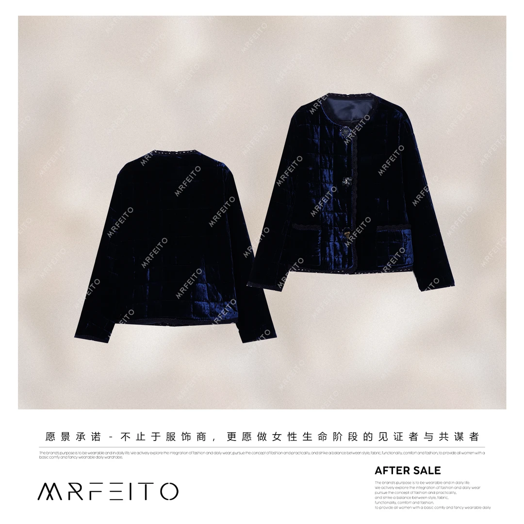 MRFEITO【挚爱中古】100真丝订制纽扣小香风丝绒外套H201W02D35194