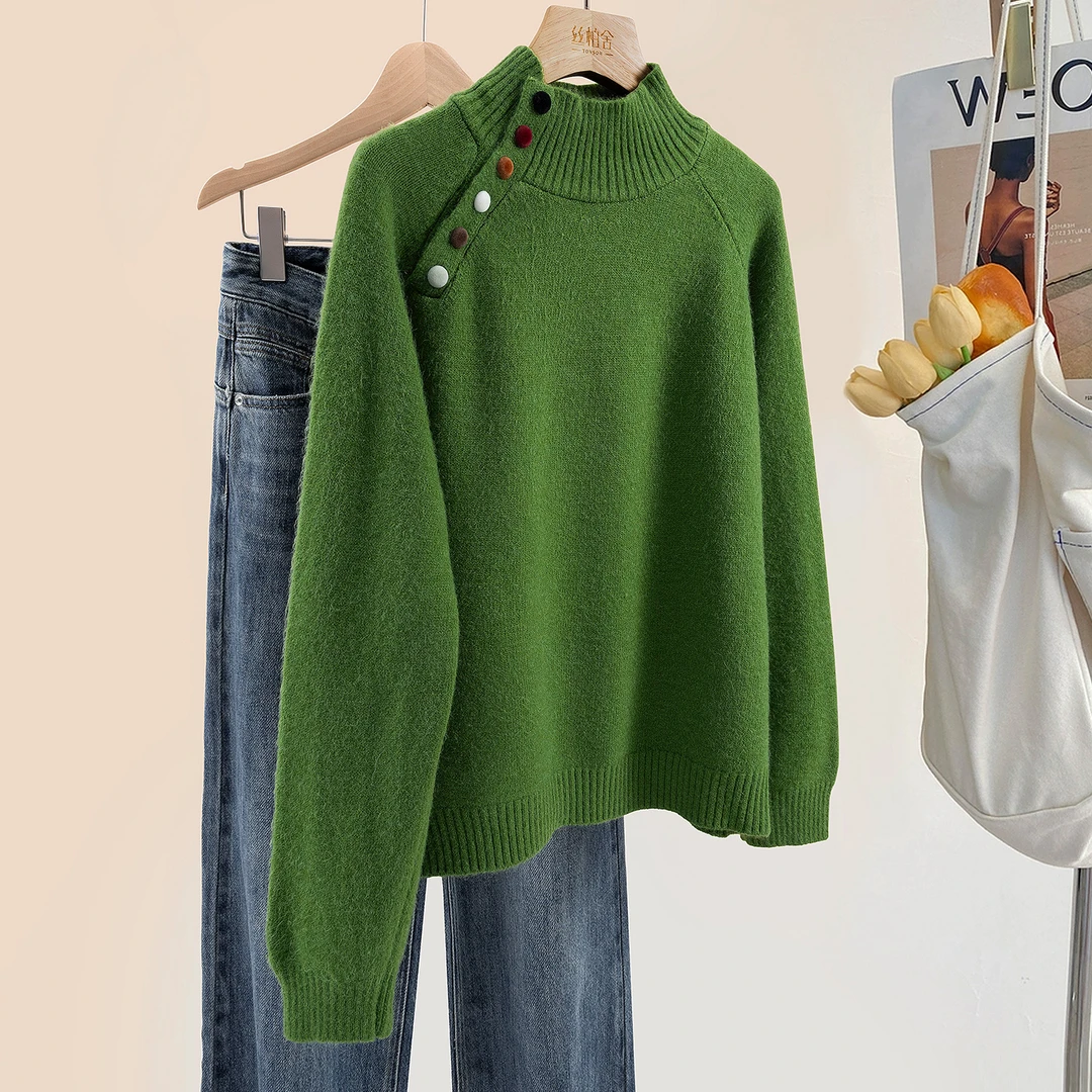 丝柏舍2025冬装新款女装时尚宽松套头纯色简约长袖毛衣S54F0019M
