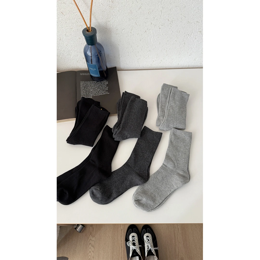 苏安家 五双一组- 老粉浮力 自己穿了一整年的纯色灰色系棉袜