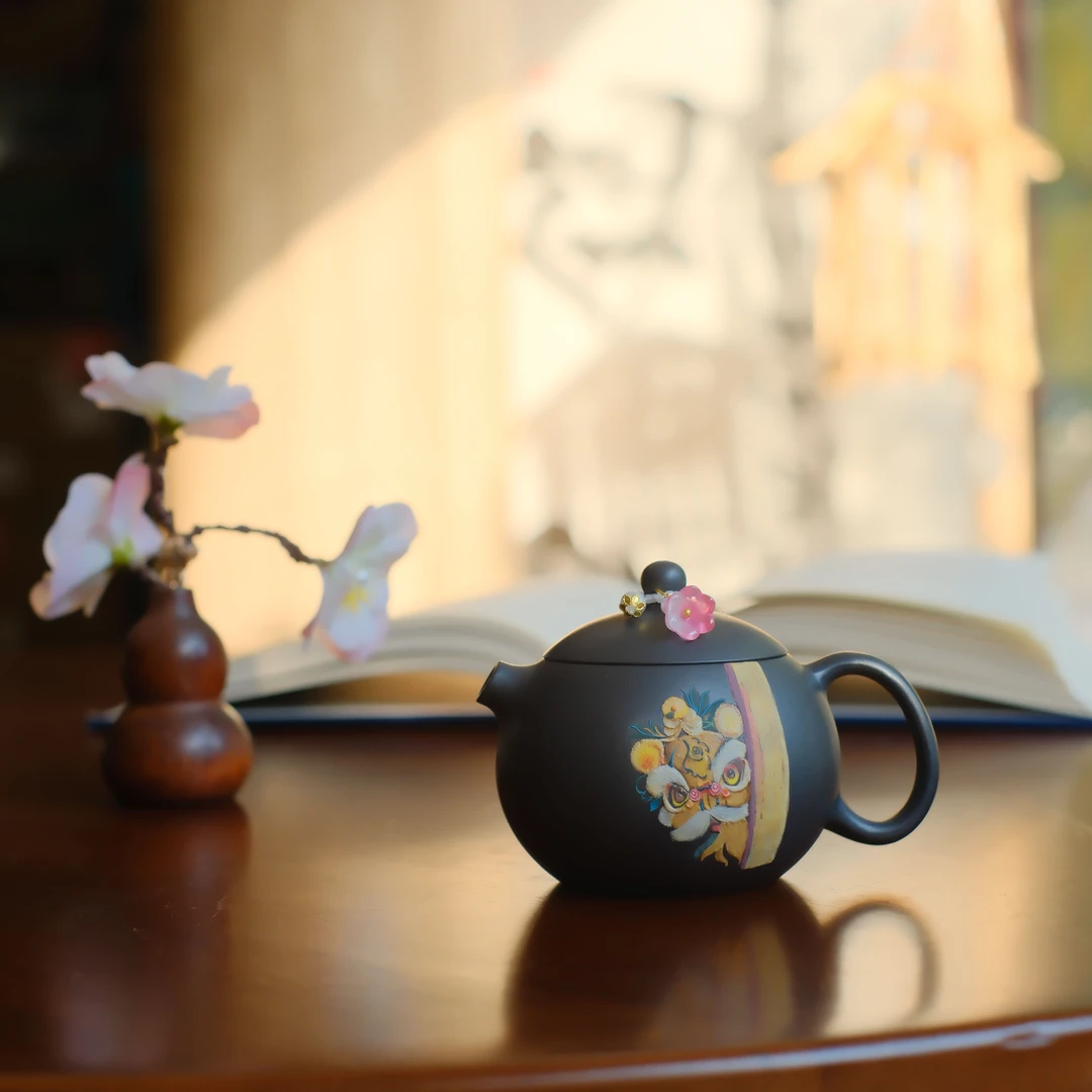 大碗茶器 宜兴紫砂壶醒狮黑珍珠河豚西施原矿手制精工家用壶150c