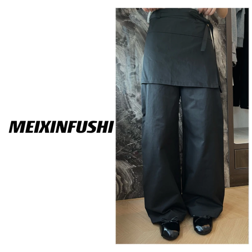 【Mei Xin】绑带屁帘直筒休闲裤两件套/3225/D