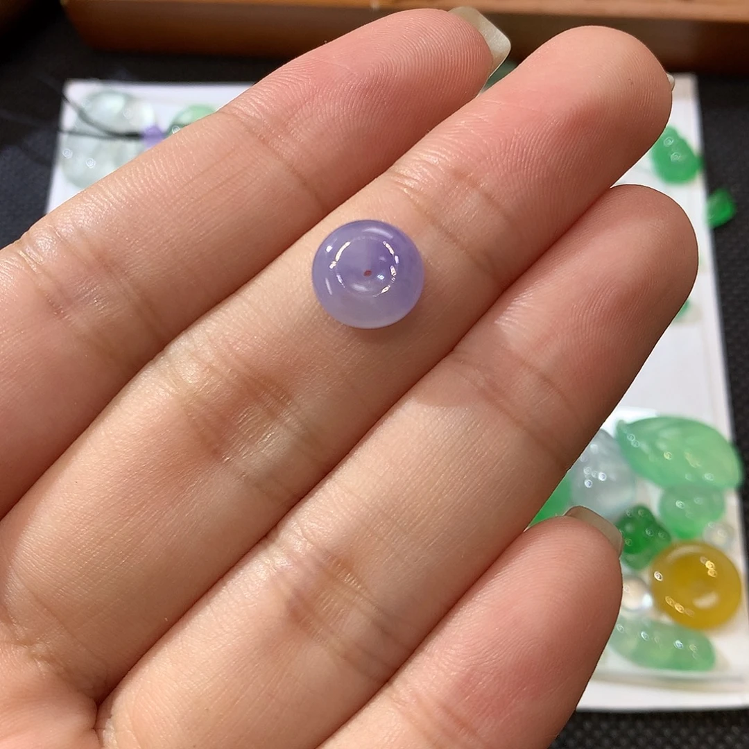 翡翠裸石春紫平安扣
