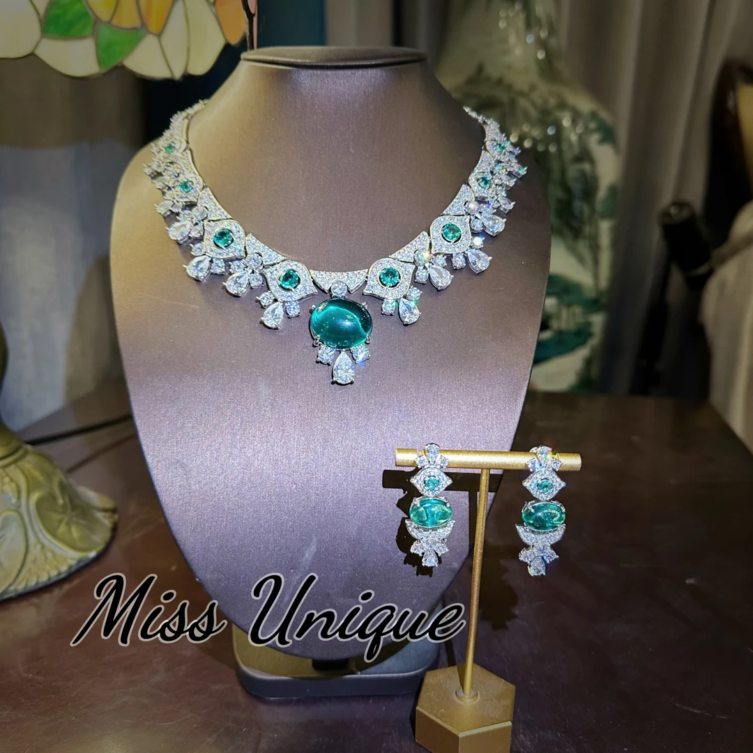 S2245外贸地中海蓝色面纹椭圆项链套装