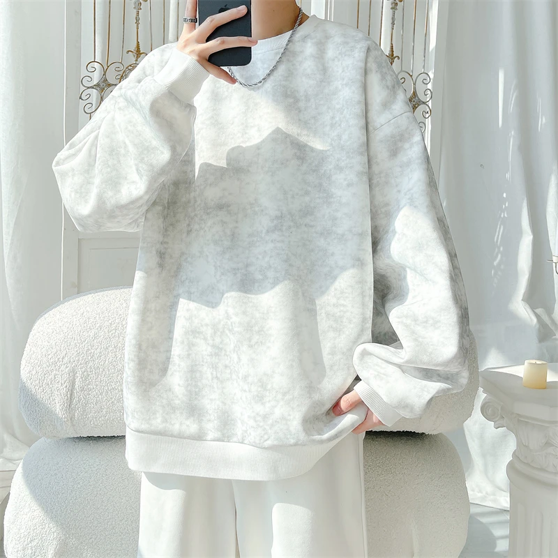 2026春装新款男士个性套头扎染卫衣潮牌时尚宽松大码长袖卫衣外套