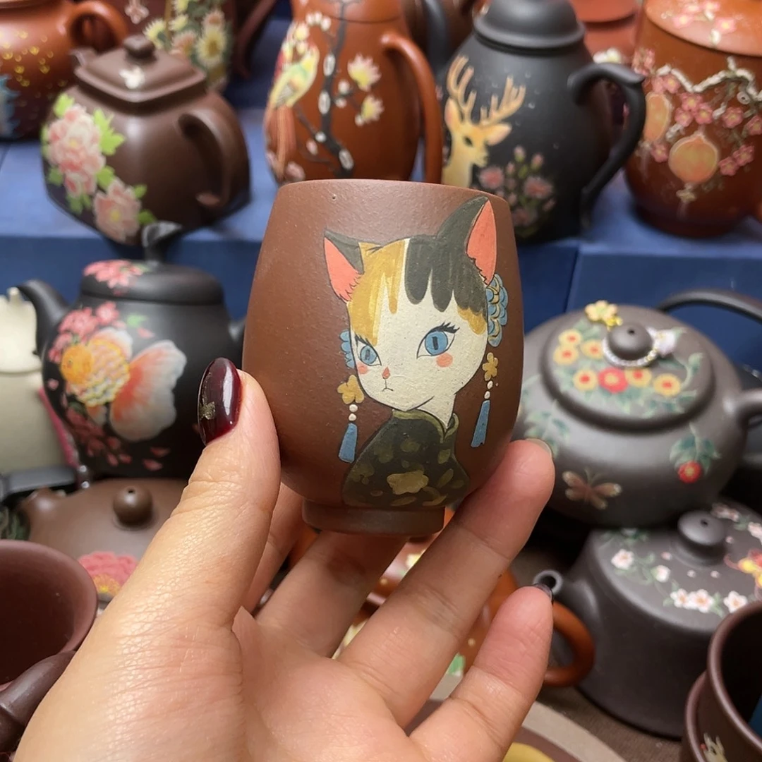 茶杯红泥紫砂主人杯100cc