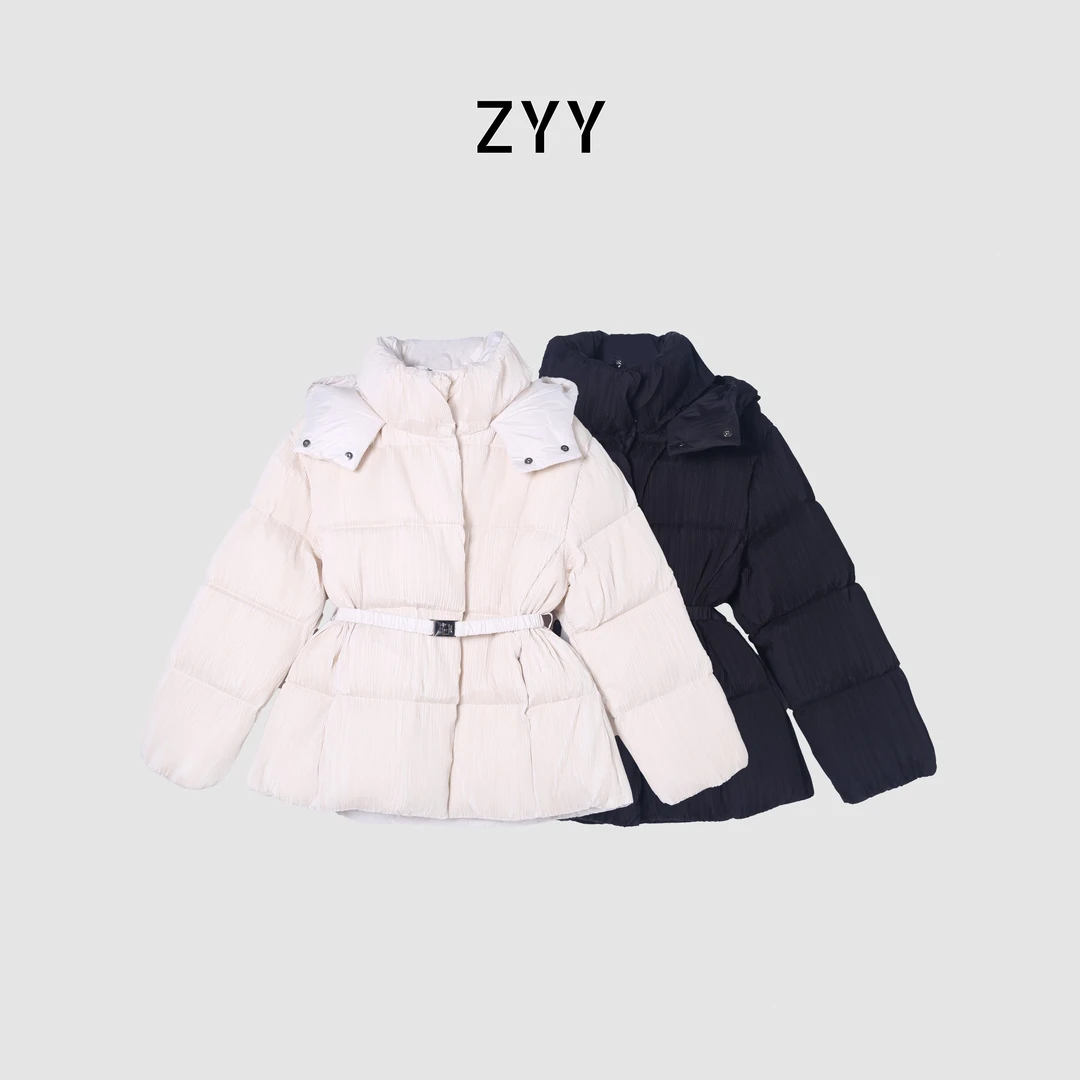 ZYY【碎月沉香】2025/S褶皱定织肌理感收腰羽绒服X25DYRF05579