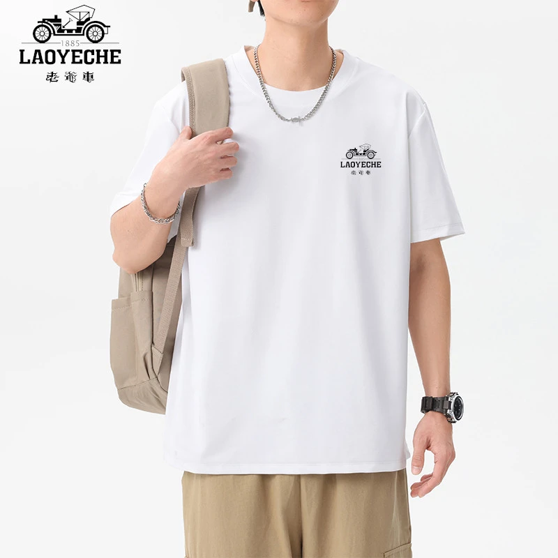 老爷车夏季纯棉圆领短袖100%新疆长绒棉时尚印花T恤透气百搭上衣