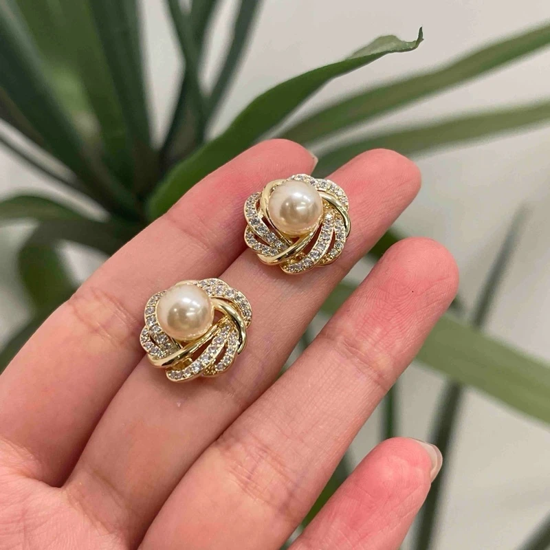 【小魏总珠宝】镀K金 爆闪耳钉-7mm