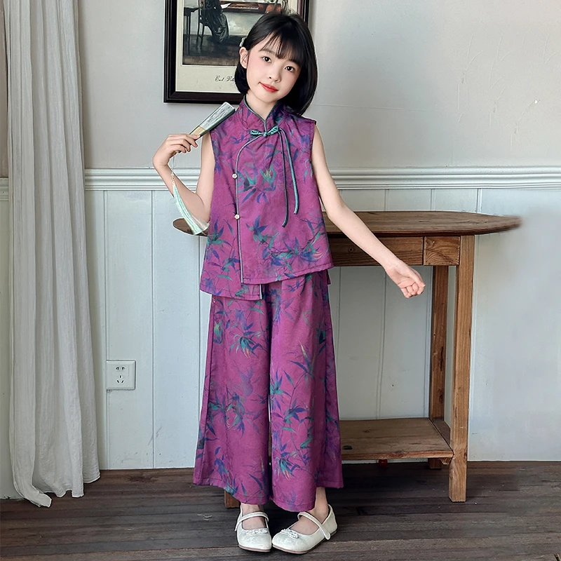 女童国风套装夏装2025新款洋气儿童新中式衣服女孩时髦夏款两件套