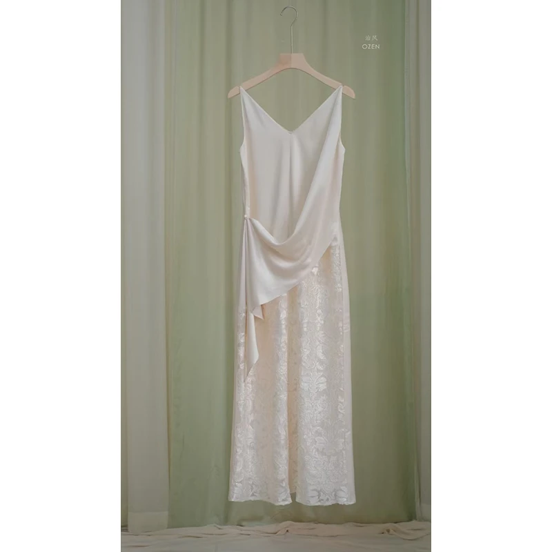 泊风ozen【芳满庭】设计师原创复古改良汉服拼接蕾丝吊带裙