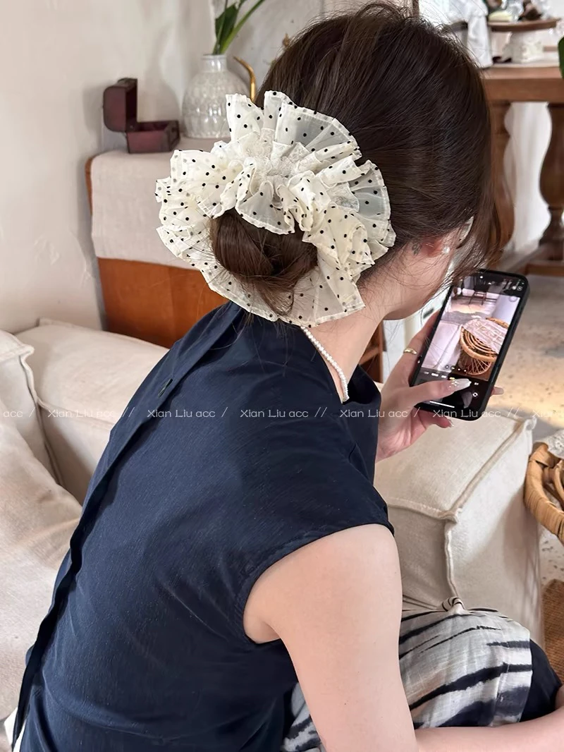 韩国新款波点发绳发圈头绳ins网红大肠圈发饰优雅甜美头饰女