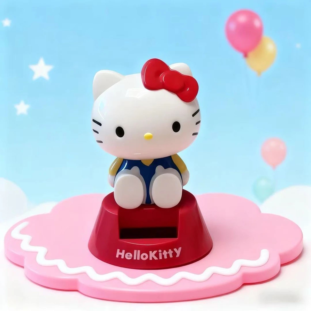 Helokity车载摆件太阳能凯蒂猫摇头公仔中控装饰汽车内饰品用品zy