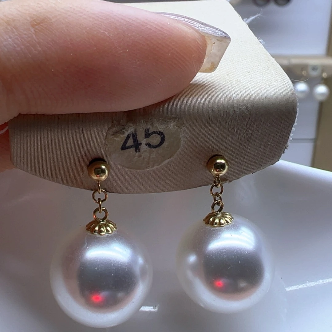 18K金镶嵌淡水珍珠耳饰