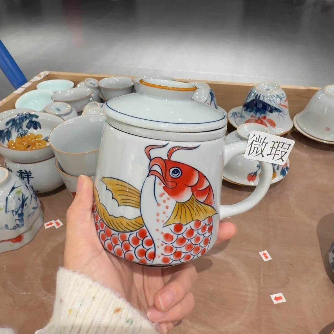 釉下手绘茶具微瑕