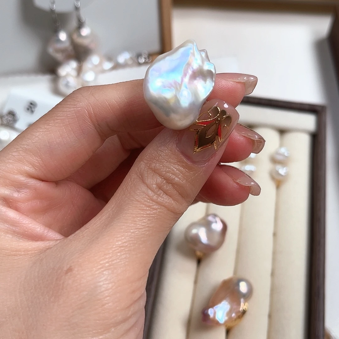 热***提淡水珍珠银S925镶嵌戒指