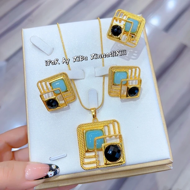 铜合金项链 伊帕尔阿依新款时尚精美铜合金三件套 复古素款..