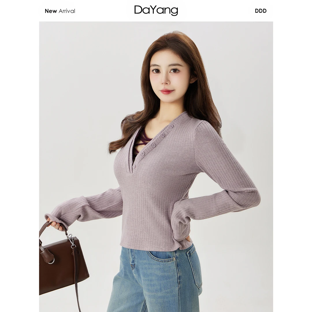 辣妹风克莱因蓝蕾丝针织衫女春季小个子显瘦小衫上衣8259