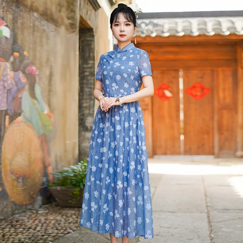 如意风夏季新款小个子巨好看连衣裙女复古时尚新中式连衣裙25R625