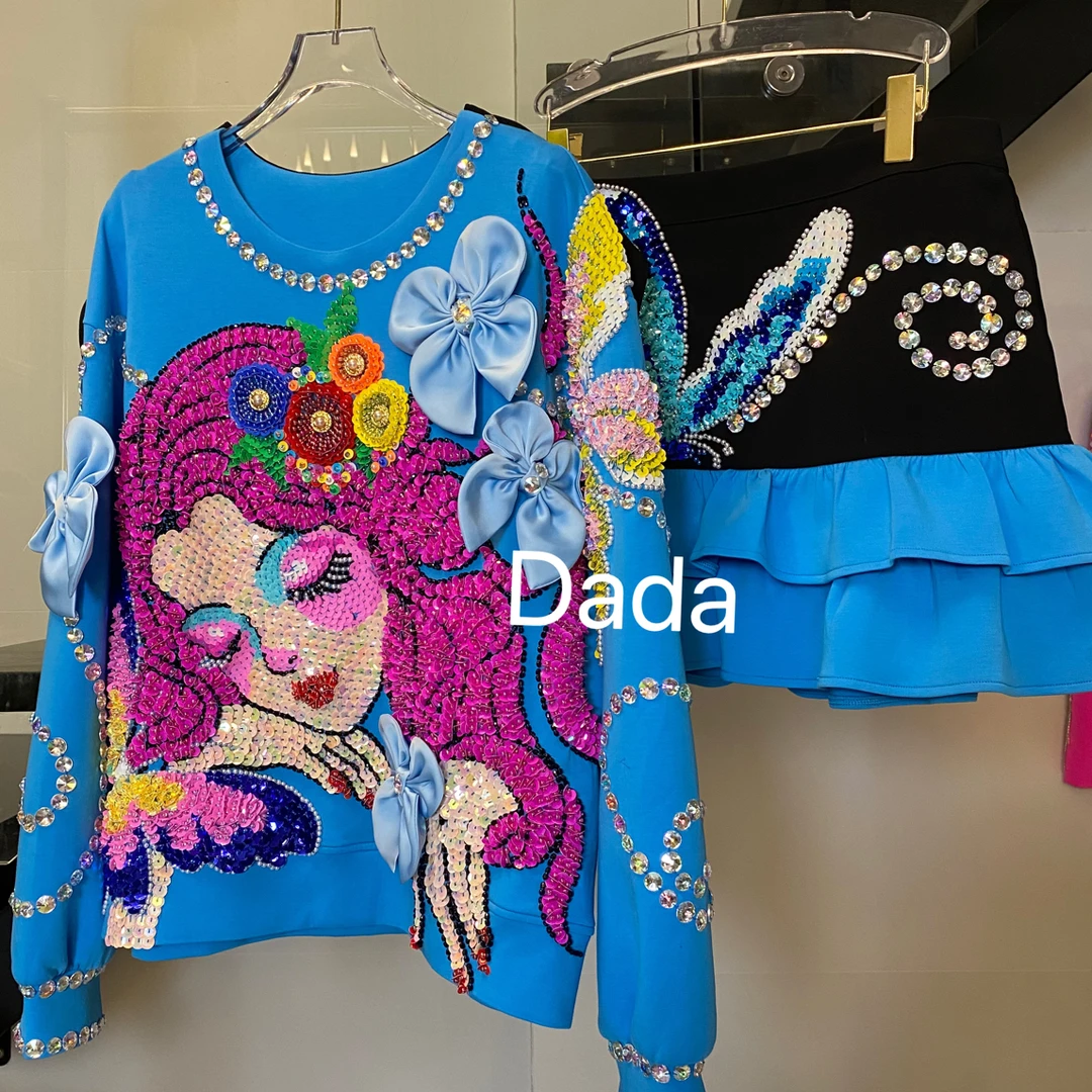 Dada设计款新款重工个性款休闲时尚百搭洋气宽松套装C15563