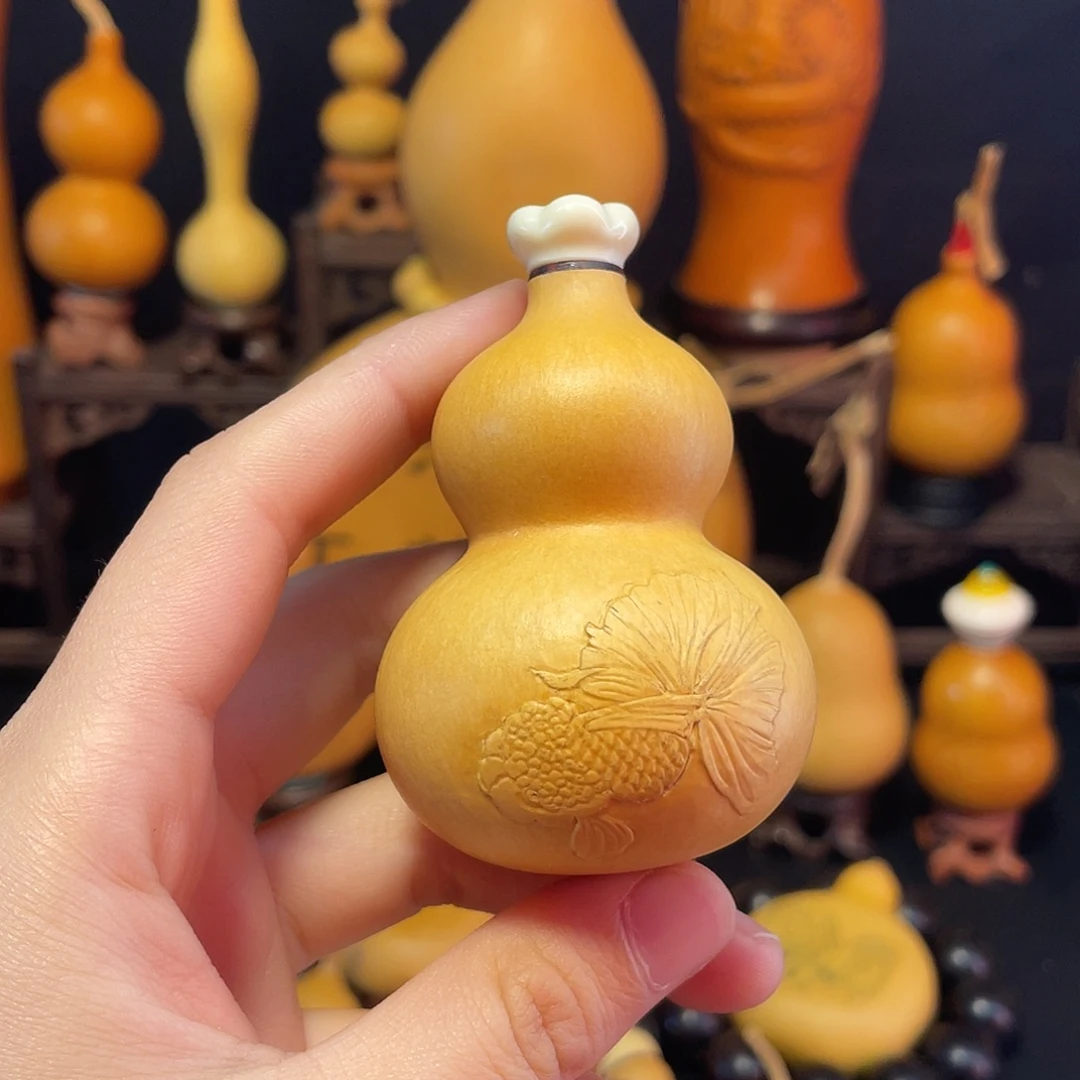 八宝金鱼押花葫芦