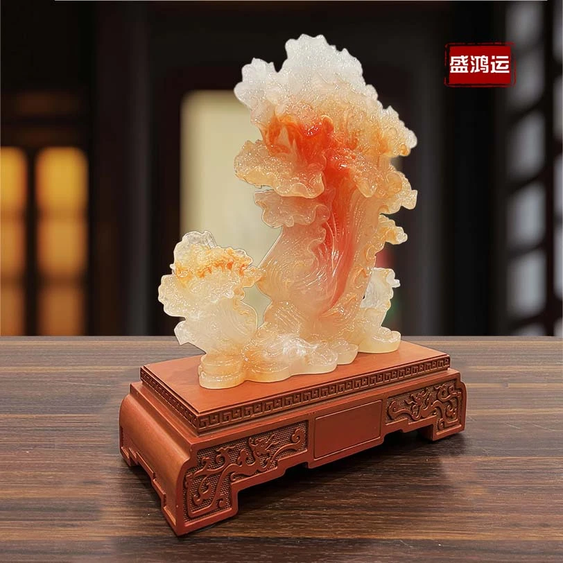 -----12寸红花冰立定生菜白菜摆件-24*12*31cm约2.5kg-YX