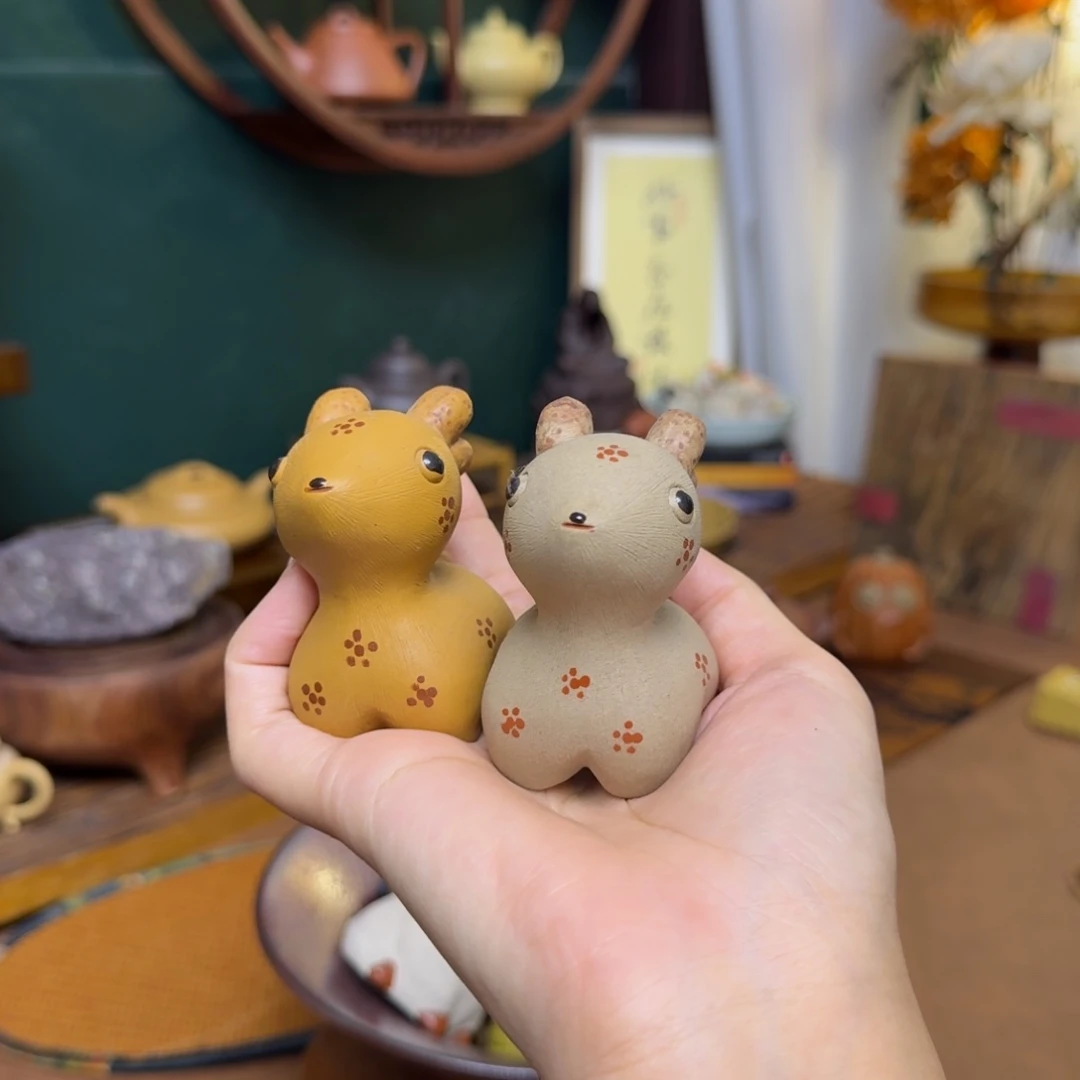 梅花鹿，鹿鹿发，茶宠，一对