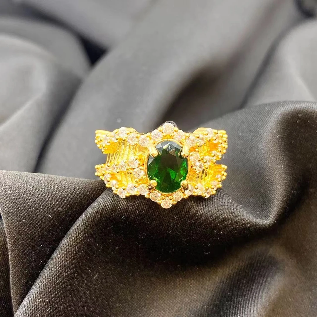 祖母绿轻奢皇冠设计款戒指A461（合成培育）赠包装合金