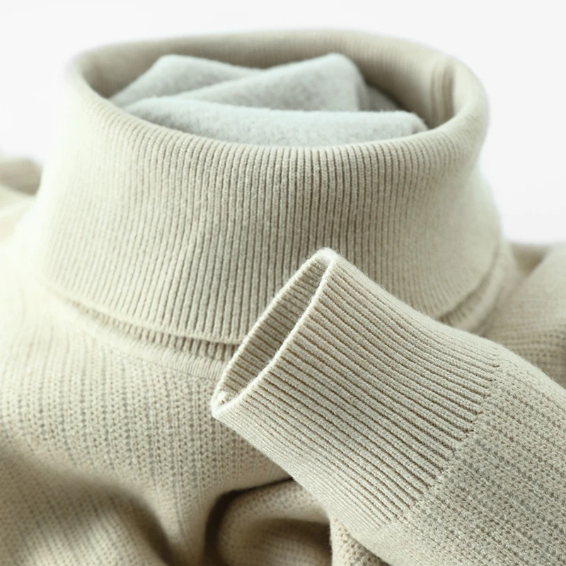 DeweLvum一体绒加绒加厚毛衣男士高领保暖简约内搭针织衫打底衫男