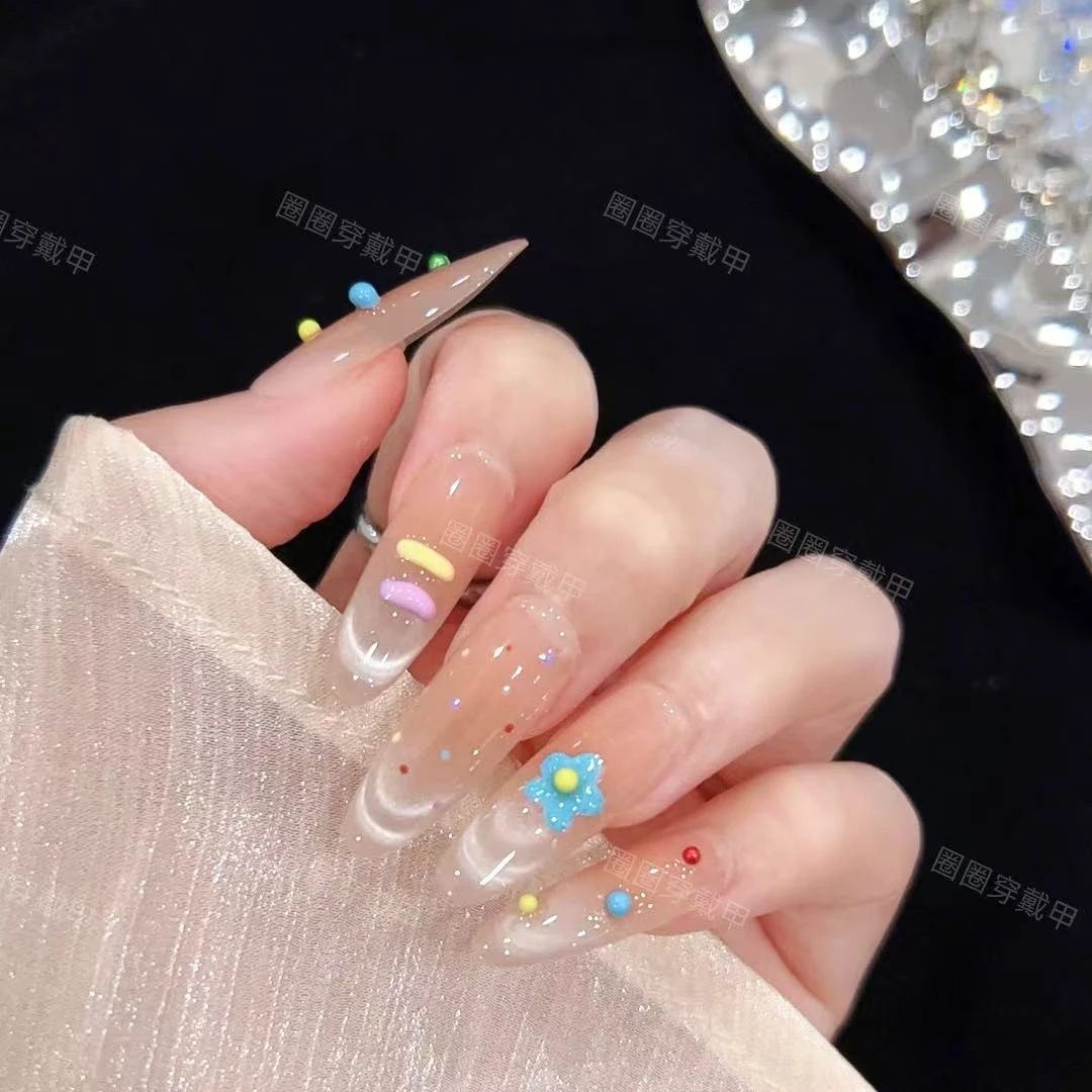 【彩盐小云朵】手工穿戴甲10片装宠粉爆款气质手工甲带收纳盒