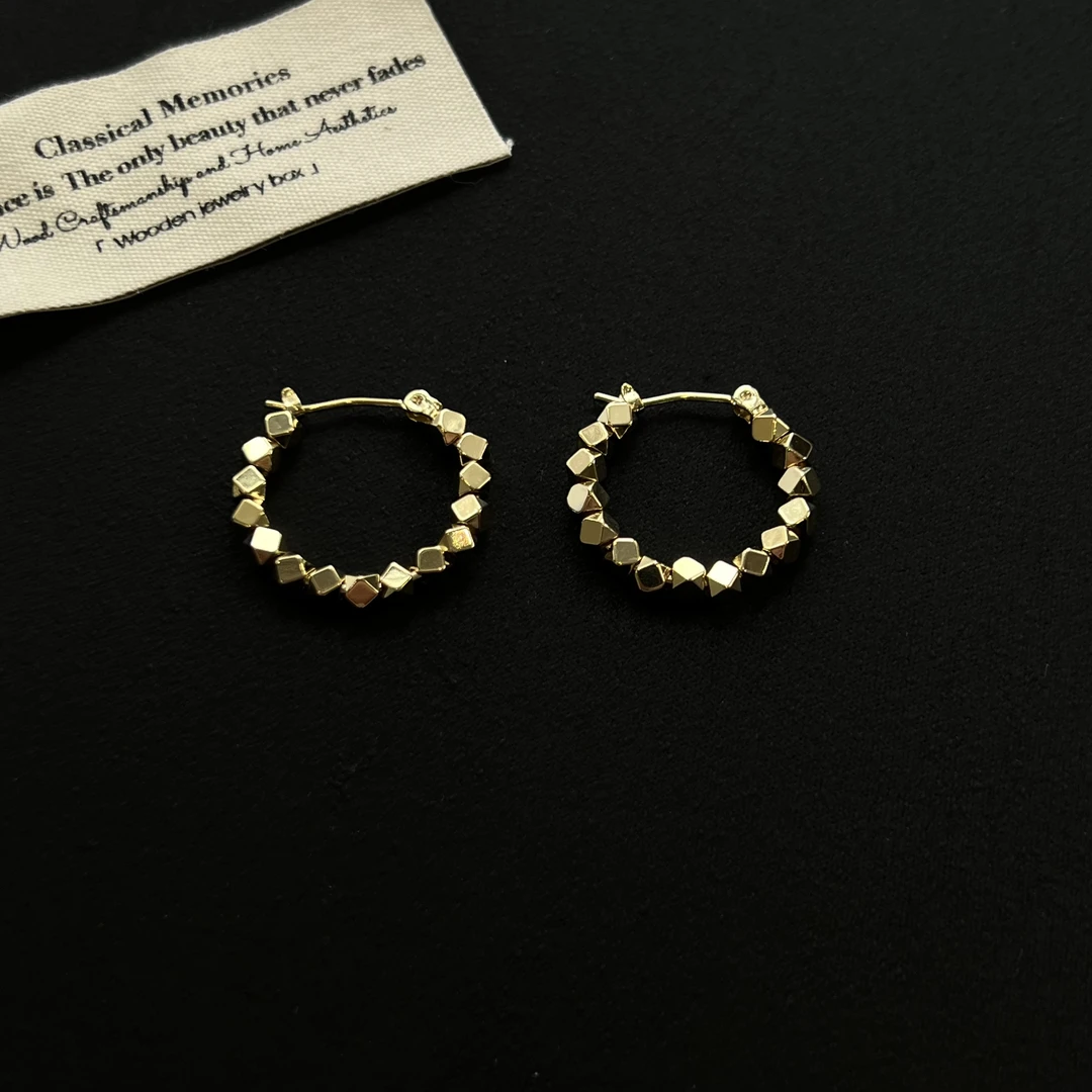 铜合金锆石耳饰 【八方来财】圈圈小金球耳圈559