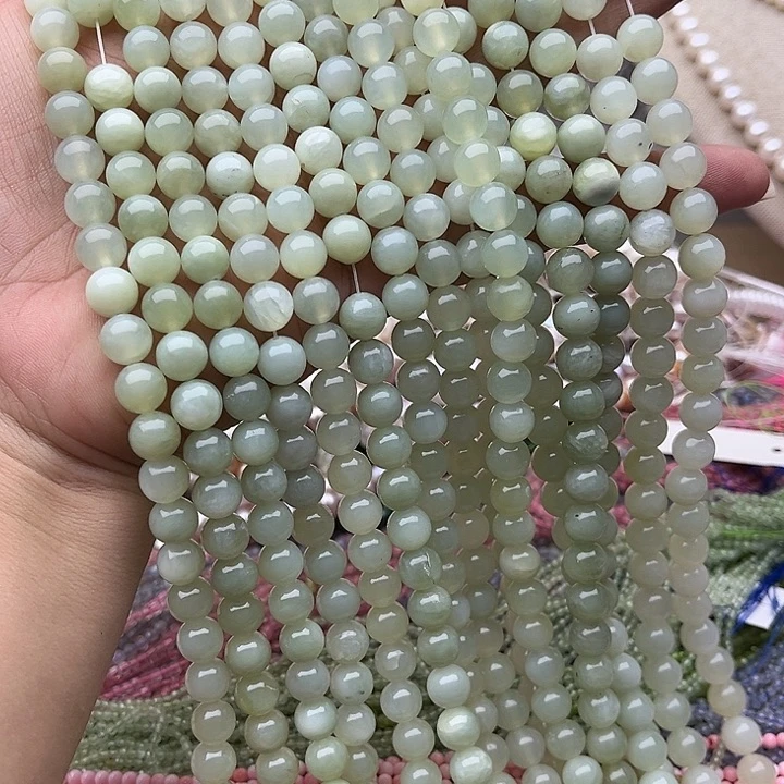 未镶嵌玛瑙/玉髓珠宝半成品一条8mm岫玉
