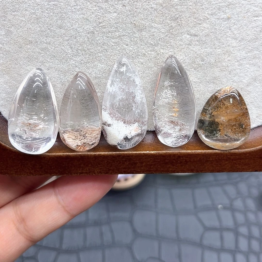 珠宝半成品水晶未镶嵌9 满景幽灵水滴（四颗）