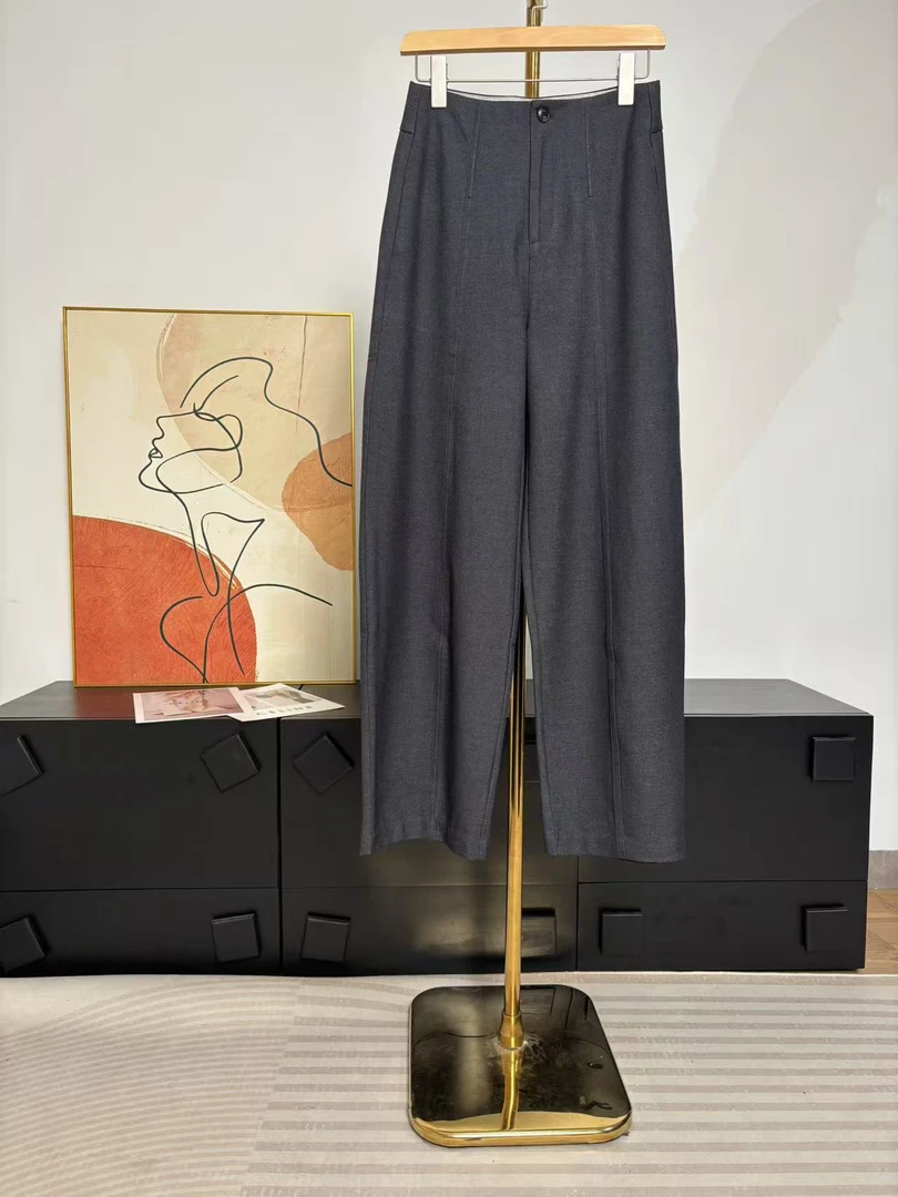 窄版鱼骨精致简约显瘦弯刀西裤