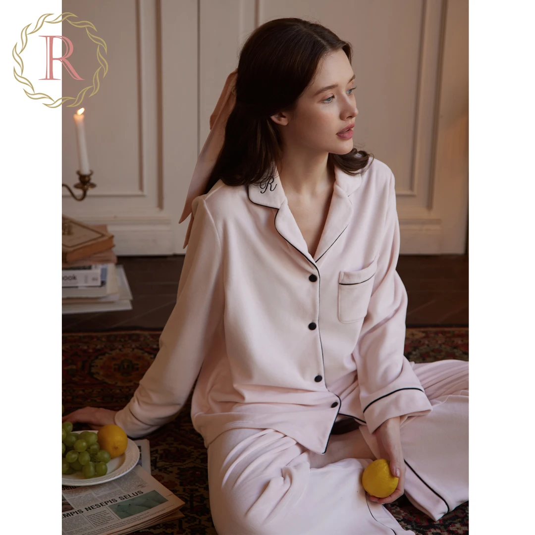 RoseTree珊瑚绒睡衣女款厚秋冬季法式银狐绒薄绒法兰绒家居服套装