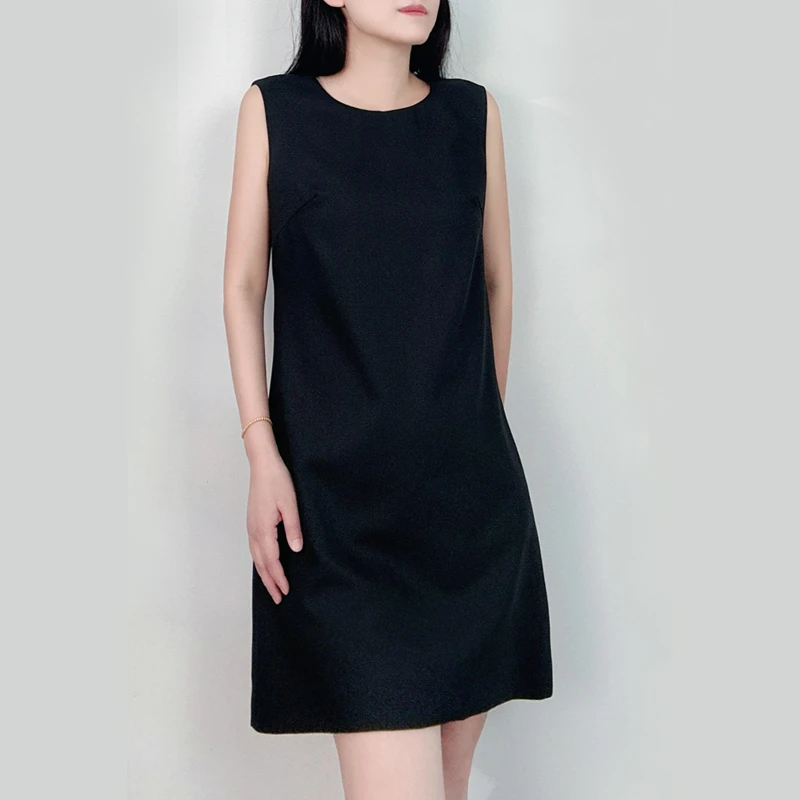 高级感连衣裙女2025新款夏无袖背心裙通勤JI简宽松百搭羊毛裙子