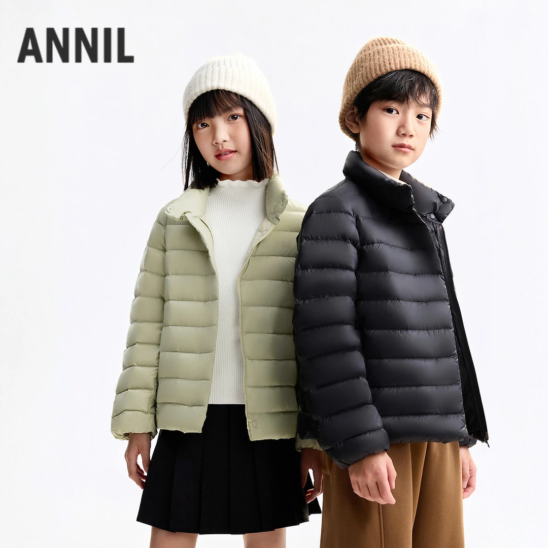 安奈儿童装男童女童短款三防轻薄羽绒服2025冬新款亲子装保暖外套