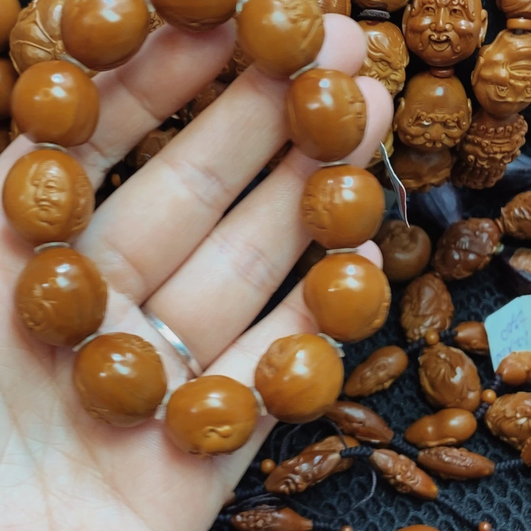 橄榄核手串/手链小*吖光洙浮雕十八罗汉