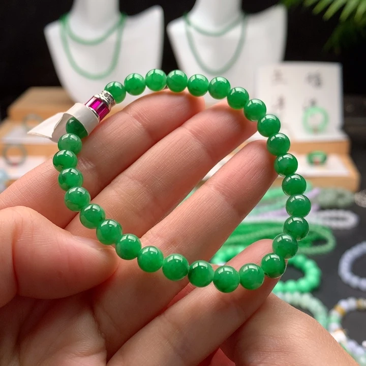 翡翠未镶嵌手链天然缅甸A货翡翠 卡6.1mm