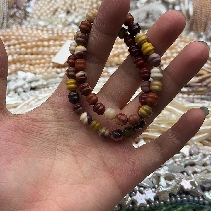 玛瑙/玉髓未镶嵌珠宝半成品2条7mm左右阿拉善雕刻手串